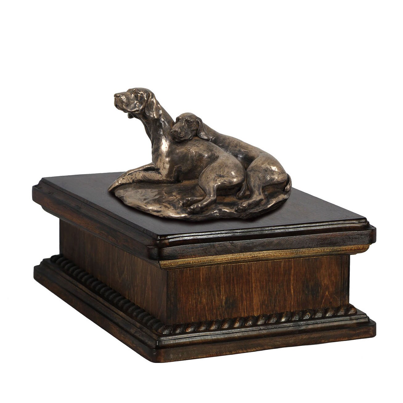 Exclusive Urn for dog s ashes with a Weimaraner paur statue ART DOG. New model Cremation box Custom urn