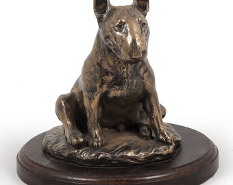 Statue Bull Terrier Art Dog - Résine/Bronze Sur Bois - Édition Limitée - France