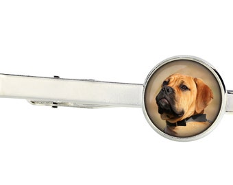 Bullmastiff. Tie clip for dog lovers. Photo jewellery. Men's jewellery. Handmade