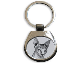 Sphynx cat - NEW collection of keyrings with images of purebred cats, unique gift, sublimation