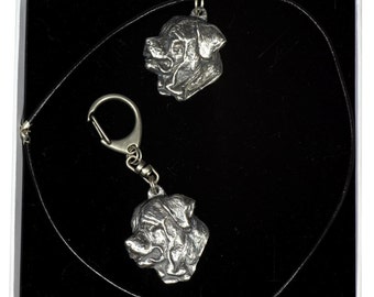 NEW, Tosa Inu, dog keyring and necklace in casket, ELEGANCE set, limited edition, ArtDog . Dog keyring for dog lovers