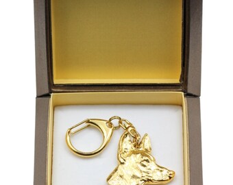 NEW, Pharaoh Hound, millesimal fineness 999, dog keyring, in casket, keychain, limited edition, ArtDog . Dog keyring for dog lovers