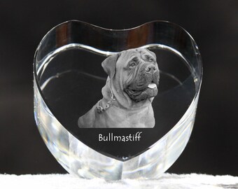 Bullmastiff, crystal heart with dog, souvenir, decoration, limited edition, Collection