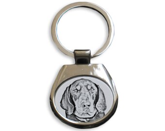 Black and tan coonhound - NEW collection of keyrings with images of purebred dogs, unique gift, sublimation . Dog keyring for dog lovers