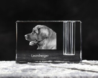 Leonberger, crystal pen holder with dog, souvenir, decoration, limited edition, Collection