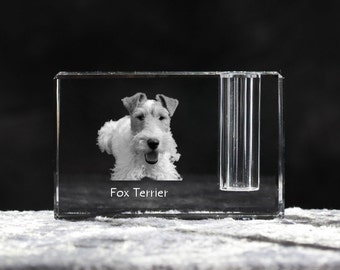 Fox Terrier, crystal pen holder with dog, souvenir, decoration, limited edition, Collection