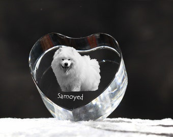 Samoyed, crystal heart with dog, souvenir, decoration, limited edition, Collection