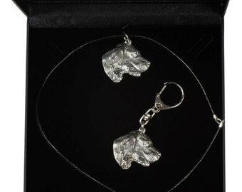 NEW, Setter, dog keyring and necklace in casket, DELUXE set, limited edition, ArtDog . Dog keyring for dog lovers