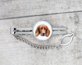 A tie tack with a Setter dog. Men’s jewelry. A new collection with the geometric dog