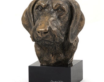 Dachshund Wirehaired, dog marble statue, limited edition, ArtDog. Made of cold cast bronze. Perfect gift. Limited edition