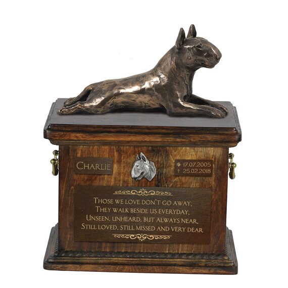 Buste/statue Bull Terrier Anglais Sur Socle Bois - Art Dog - Neuf