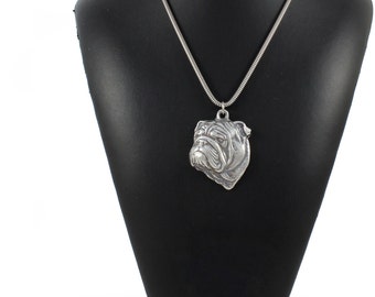 NEW, Bulldog, dog necklace, silver cord 925, limited edition, ArtDog