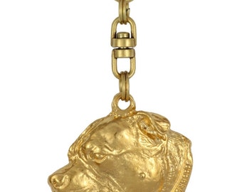 Staffordshire Bull Terrier, millesimal fineness 999, dog keyring, keychain, limited edition, ArtDog