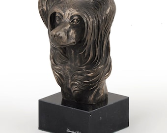 Chinese Crested, dog marble statue, limited edition, ArtDog. Made of cold cast bronze. Perfect gift. Limited edition