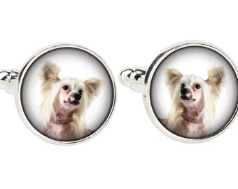 Chinese Crested Dog. Cufflinks for dog lovers. Photo jewellery. Men's jewellery. Handmade