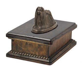 Exclusive Urn for dog’s ashes with a Maltese statue, ART-DOG. New model Cremation box, Custom urn.