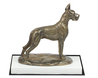 Great Dane, dog on white wooden base statue, limited edition, ArtDog