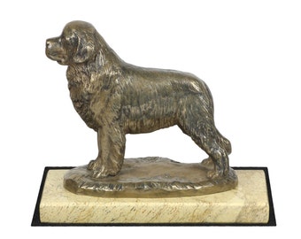 Newfoundland, dog sand marble base statue, limited edition, ArtDog. Made of cold cast bronze. Perfect gift. Limited edition