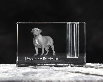 Dogue de Bordeaux, French Mastiff, crystal pen holder with dog, souvenir, decoration, limited edition, Collection