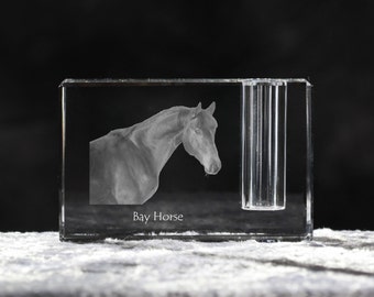 Bay  ,  crystal pen holder with horse, souvenir, decoration, limited edition, Collection