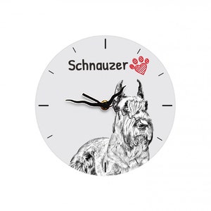 Schnauzer cropped, Free standing MDF floor clock with an image of a dog.