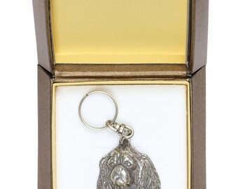 NEW, Cavalier, dog keyring, key holder, in casket, limited edition, ArtDog . Dog keyring for dog lovers