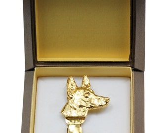 NEW, Pharaoh Hound, millesimal fineness 999, dog clipring, in casket, dog show ring clip/number holder, limited edition, ArtDog