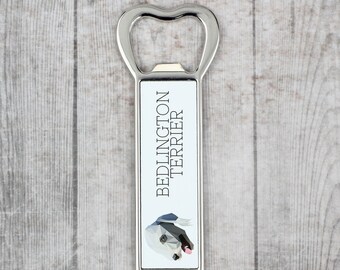A beer bottle opener with a Bedlington Terrier dog. A new collection with the geometric dog