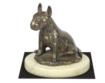 Bull Terrier , dog sand marble base statue, limited edition, ArtDog. Made of cold cast bronze. Perfect gift. Limited edition