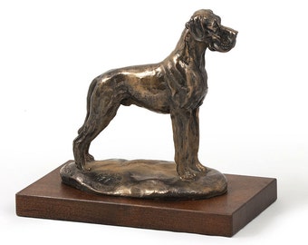 Great Dane (uncropped), dog wooden base statue, limited edition, ArtDog