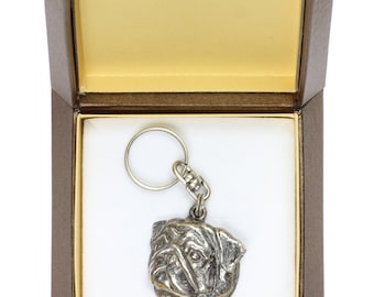 NEW, Pug, dog keyring, key holder, in casket, limited edition, ArtDog . Dog keyring for dog lovers