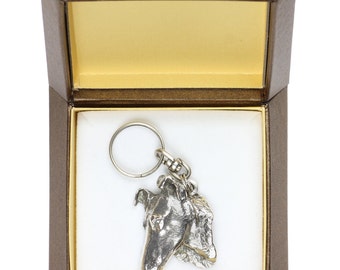 NEW, Collie Smooth Haired, dog keyring, key holder, in casket, limited edition, ArtDog . Dog keyring for dog lovers