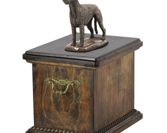 Urn for dog’s ashes with a Alano tedesco statue, ART-DOG Cremation box, Custom urn.