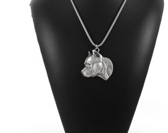 NEW, American Staffordshire Terrier (no collar), dog necklace, silver chain 925, limited edition, ArtDog