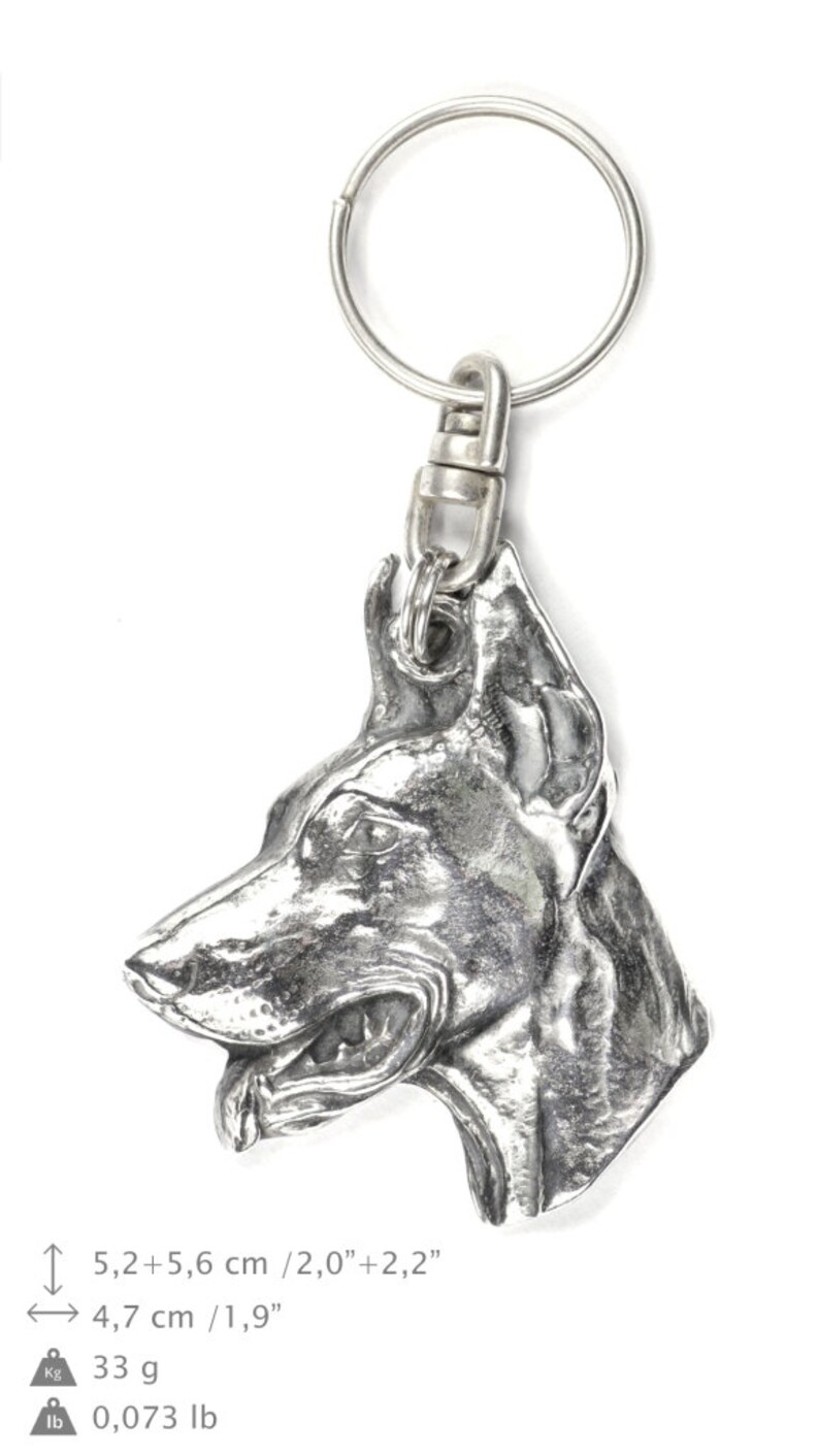 NEW, Doberman Pinscher, dog keyring, key holder, in casket, limited edition, ArtDog . Dog keyring for dog lovers image 3