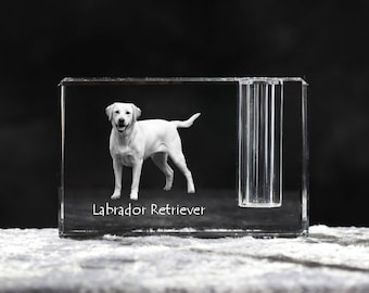 Labrador Retriever, crystal pen holder with dog, souvenir, decoration, limited edition, Collection