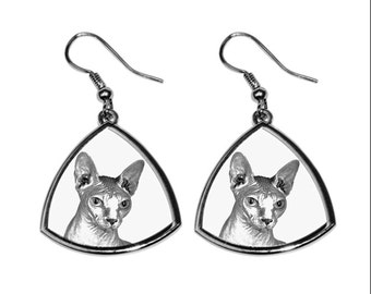 Sphynx cat, collection of earrings with images of purebred cats, unique gift. Collection!