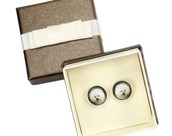 Bichon Frise. Cufflinks with box for dog lovers. Photo jewellery. Men's jewellery. Handmade