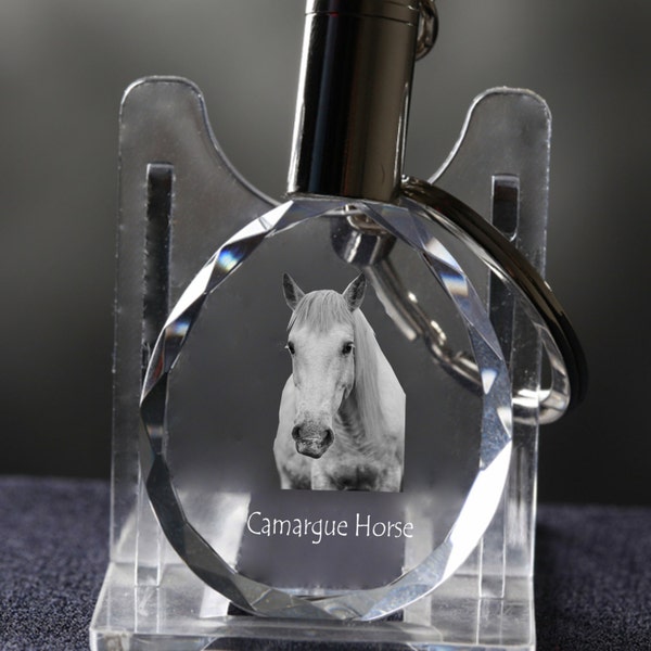 Camargue horse    , Horse Crystal Keyring, Keychain, High Quality, Exceptional Gift