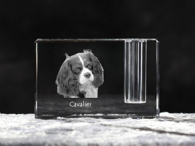 decoration crystal pen holder with dog limited edition souvenir Cavalier Collection