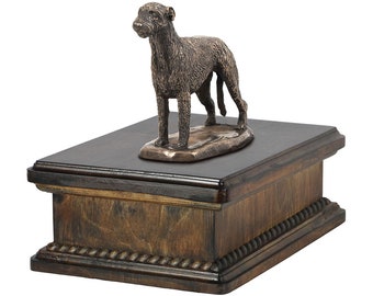 Exclusive Urn for dog’s ashes with a Irish Wolfhound statue, ART-DOG. New model Cremation box, Custom urn.