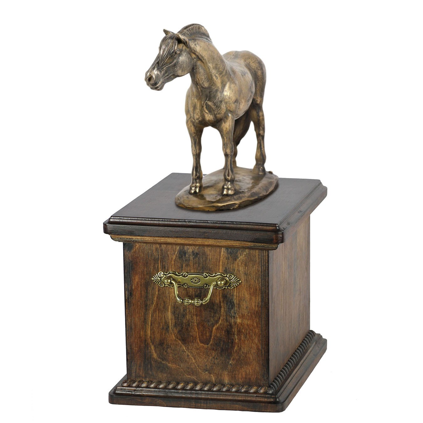Urn for horse ashes with a standing statue Fjord horse Etsy