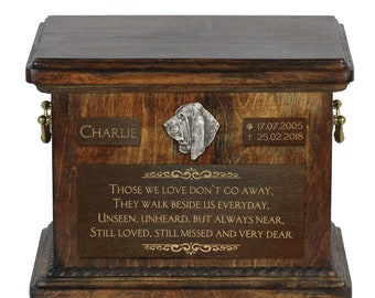 Urn for dog’s ashes with relief and sentence with your dog name and date - Basset Hound, ART-DOG.