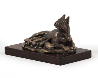 Boxer (mama), dog wooden base statue, limited edition, ArtDog