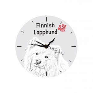 Finnish Lapphund, Free standing MDF floor clock with an image of a dog.