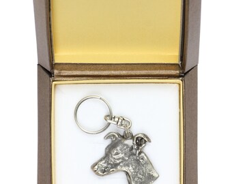 NEW, Whippet, dog keyring, key holder, in casket, limited edition, ArtDog . Dog keyring for dog lovers