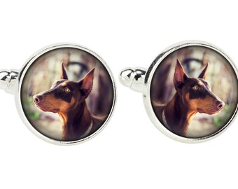 Dobermann. Cufflinks for dog lovers. Photo jewellery. Men's jewellery. Handmade