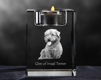 Glen of Imaal Terrier, crystal candlestick with dog, souvenir, decoration, limited edition, Collection