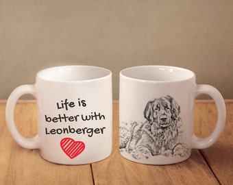 Leoneberger - mug with a dog - heart shape . "Life is better with...". High quality ceramic mug. Dog Lover Gift, Christmas Gift
