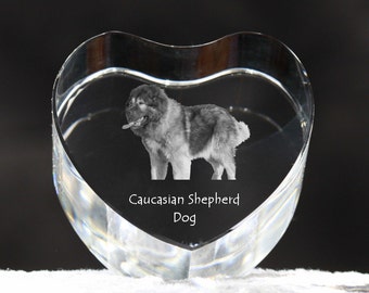 Caucasian Shepherd Dog, crystal heart with dog, souvenir, decoration, limited edition, Collection